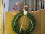 Wreath being hung